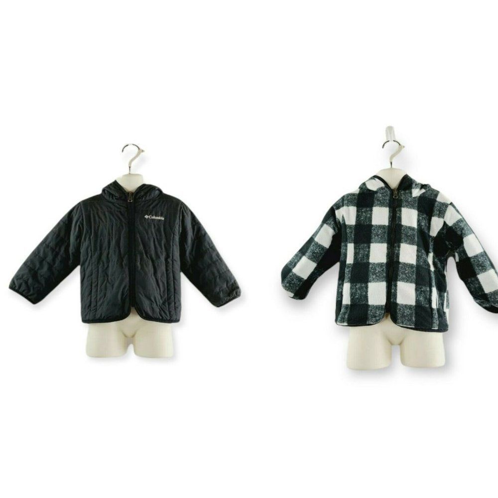 Columbia Baby Black‎ Full Zip Hooded Reversible Insulated Puffer Jacket Size 3T